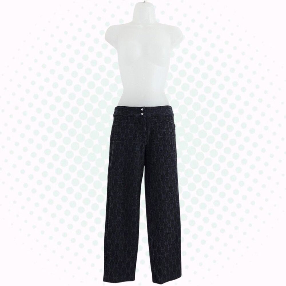 Adidas Navy Blue & Black Printed Mid Rise Straight Leg Golf Pants Size S